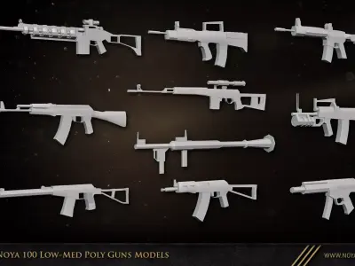 Noya 100 Low Poly Gun Models Free 3D model