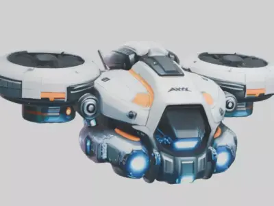 Game Ready Futuristic VTOL Drone MultiFormat SciFi Vehicle 3D model