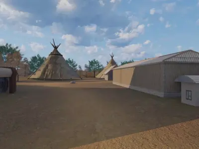 Desert Settlement At Sunrise 3D model