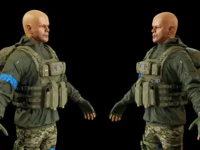 Ukraine Infantry Army Soldier Full Tactical Armor Low-poly 3D model