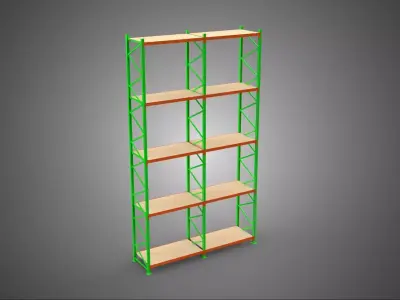 VERTICAL TOWER WOOD STEEL WAREHOUSE METAL SHELVING STORAGE RACK 3D model