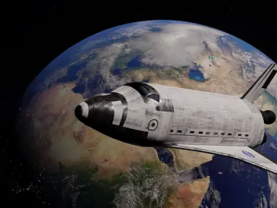 Atlantis Space Shuttle 3 scenes with Boosters and Landing Gear 3D model