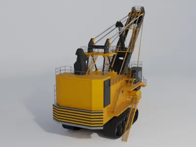 Rope Shovel Heavy Vehicle Low-poly 3D model
