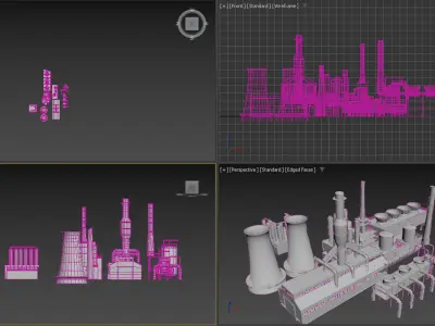 Low-Poly Industrial Plant 3D model