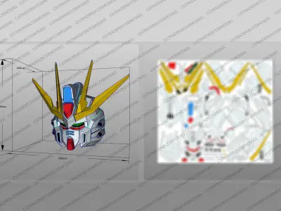 build strike gundam helmet paper papekura Low-poly 3D model