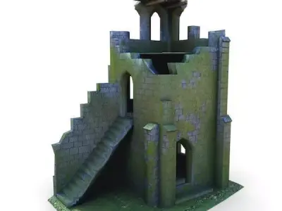 Medieval Building 51 Ruins Low-poly 3D model
