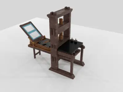 Letterpress printing machine and type molding 3D model