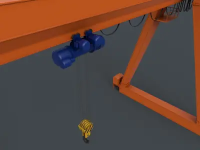 PBR Single Girder Gantry Crane V1 - ORANGE Low-poly 3D model