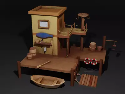 Fishing hut Low-poly 3D model purchase