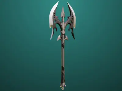 Battle Axe 01 Silver All PBR Unity UE Textures Included Low-poly 3D model
