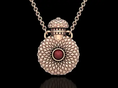 Round Textured Perfume Bottle Pendant 3D print model
