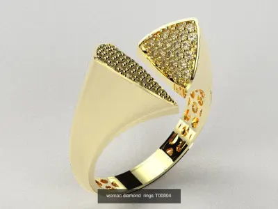 woman diamond earring necklace bracelet ring  set 4 part T00004 3D Model Pack