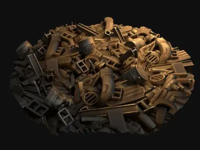Stylized Junk Material And Models Low-poly 3D model