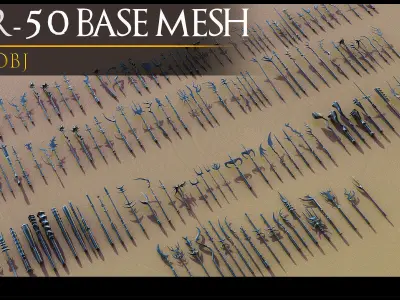 155 Models Of Weapons - Cold Weapons-3D Model-UV-Spear-Vol 07 Low-poly 3D model