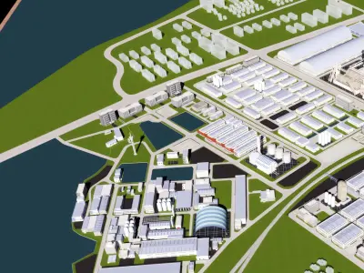 of Park Industrial View Birds-eye 3D model purchase
