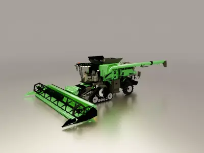 Agricultural Combine Harvester Low-poly 3D model