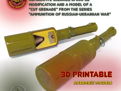 RKG 3 Soviet hand antitank cumulative grenades prinable moulage 3D model