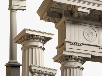  Doric  column with pedestal and entablature  on Vignola 3D model