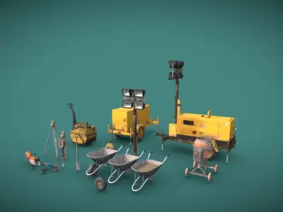 Realistic Construction Props Low-poly 3D model