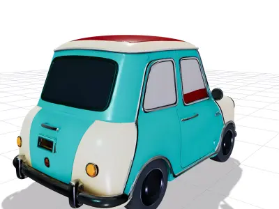 Retro Compact Car R1 Low-poly 3D model