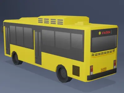Yellow Thai bus Low poly v01 Low-poly 3D model