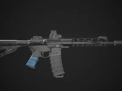 AR-15 Rifle with Upgrades Game Ready Low-poly 3D model