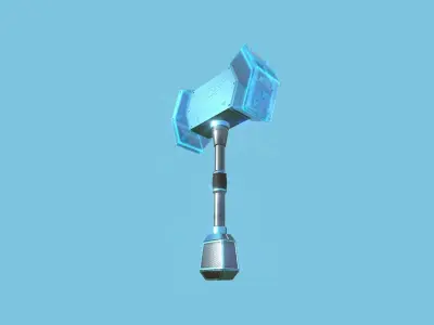 Medieval War Hammer 08 Crystal Elemental - Fantasy Weaponry Low-poly 3D model