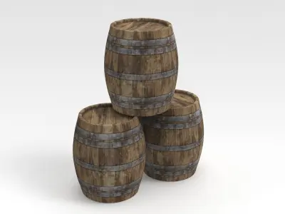 Barrels Low-poly 3D model purchase