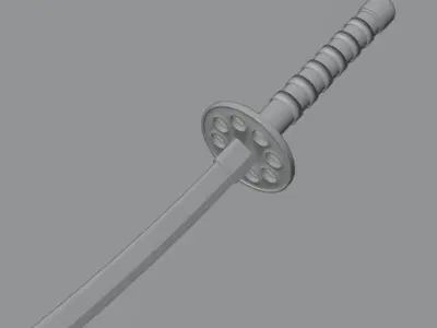 Untamed Blade Simple Katana Model No UV Mapping 3D model