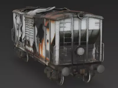 Realistic Full Rusted Freight Car 3D Model Low-poly 3D model