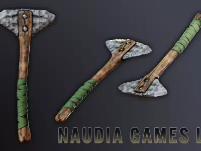 RPG Game Stone Axe Low-poly 3D model