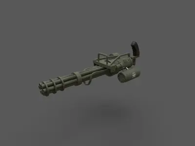 Minigun military green Low-poly 3D model
