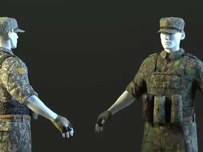Parametric Metahuman Millitary Outfit Low-poly 3D model