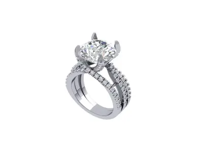 Solitaire Engagement Art Deco Ring 3D print model 90