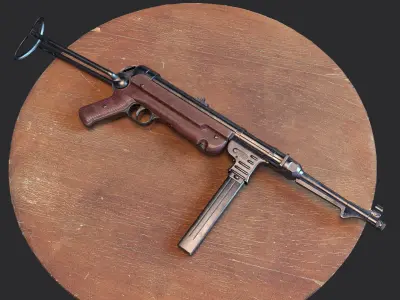 World War II - MP40 Submachine Gun - PBR and Game Ready Low-poly 3D model