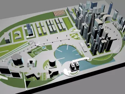 Buildings City building industrial park commercial housing 3D model V12