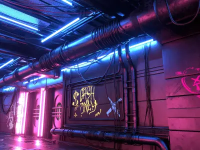  Sci-Fi Cyberpunk Corridor Modular 