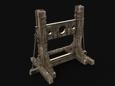 MEDIEVAL WOODEN PILLORY STOCKS TORTURE TORMENT AAA Low-poly 3D model