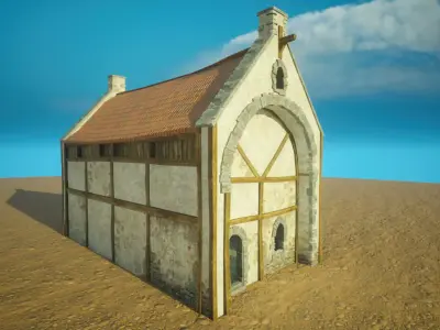 Medieval old House1-interior and exterior design Low-poly 3D model
