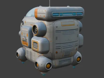 Futuristic Spacecraft Detailed Sci-Fi 3D Model with PBR Textures Low-poly 3D model