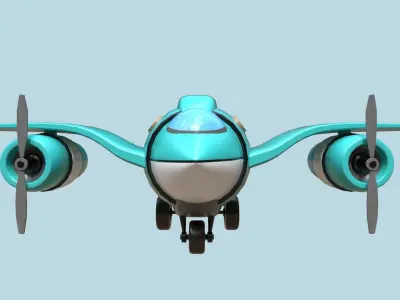 Fat Seagull cartoony stylized plane - 2 texture sets Low-poly 3D model