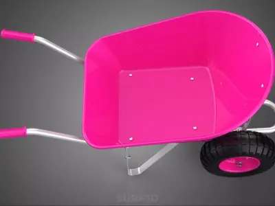 PINK MAGENTA WHEELBARROW FRAME HANDLES CART TROLLEY GARDEN YARD 3D model