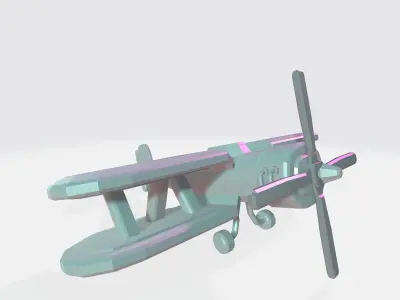 Vintage propeller plane Low-poly 3D model