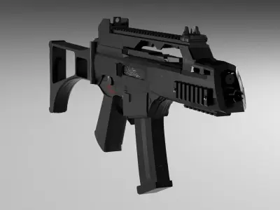 G36C and ammo with accessories Low-poly 3D model