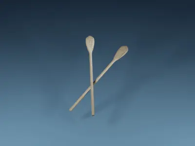 Wooden oars 3D model purchase