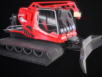 Snow Groomer Pistenbully 600 Snowcat PBR 3D model