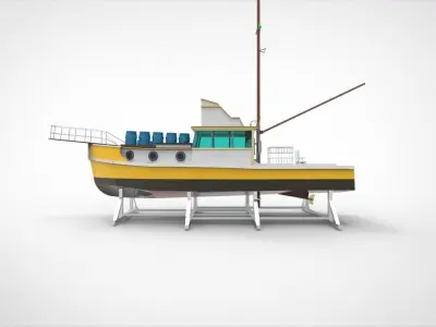 docking fishing ship 5 3D model