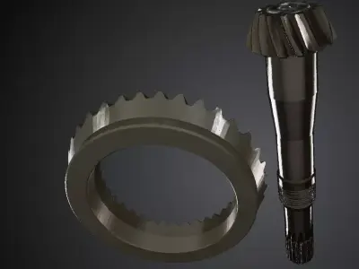 Industrial Bevel Drive Pinion and Ring Gear Set  3D model