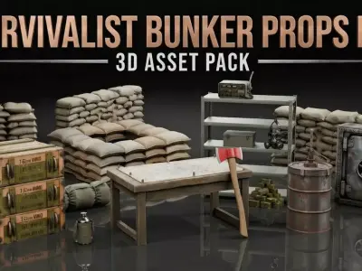 Survivalist Bunker Props Kit  Low-poly 3D model