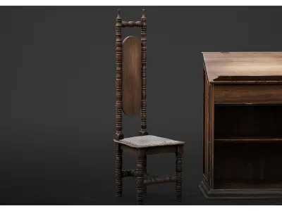 American Rural Church Furniture Asset Pack 3D model
